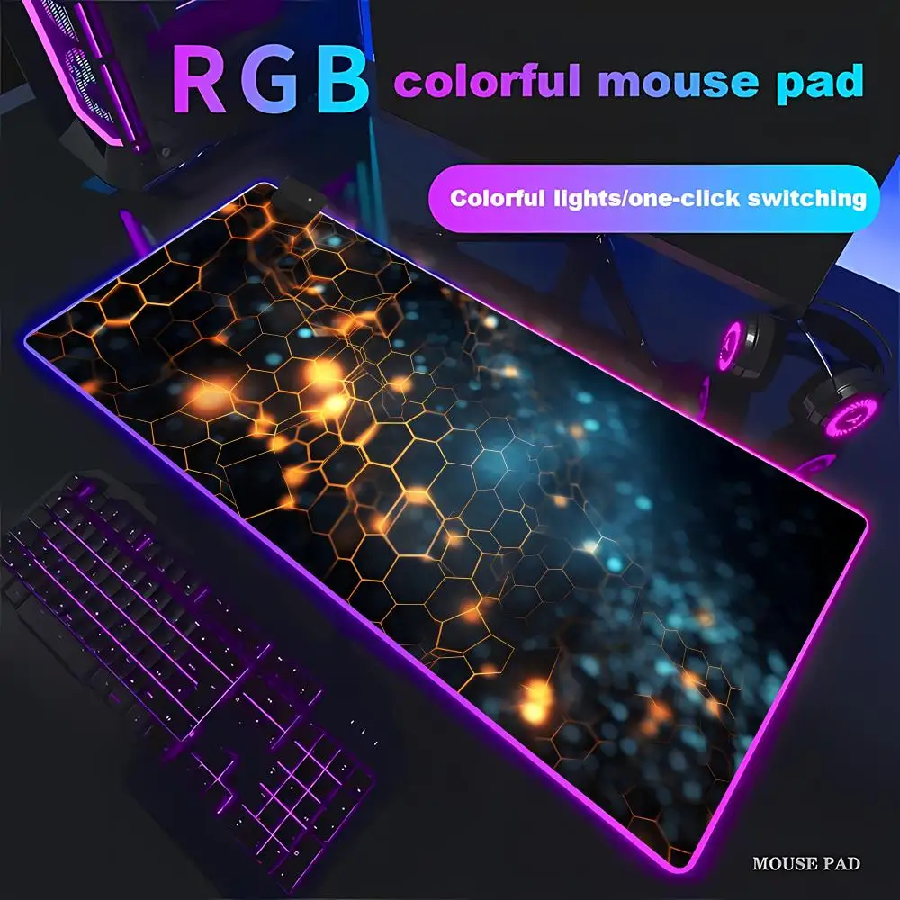 

RGB Polygons Mouse Pad Large Computer Office Game Table Mats XXL Rubber Anti-slip Gaming Keyboard Long Desk Pads HYBXAXC