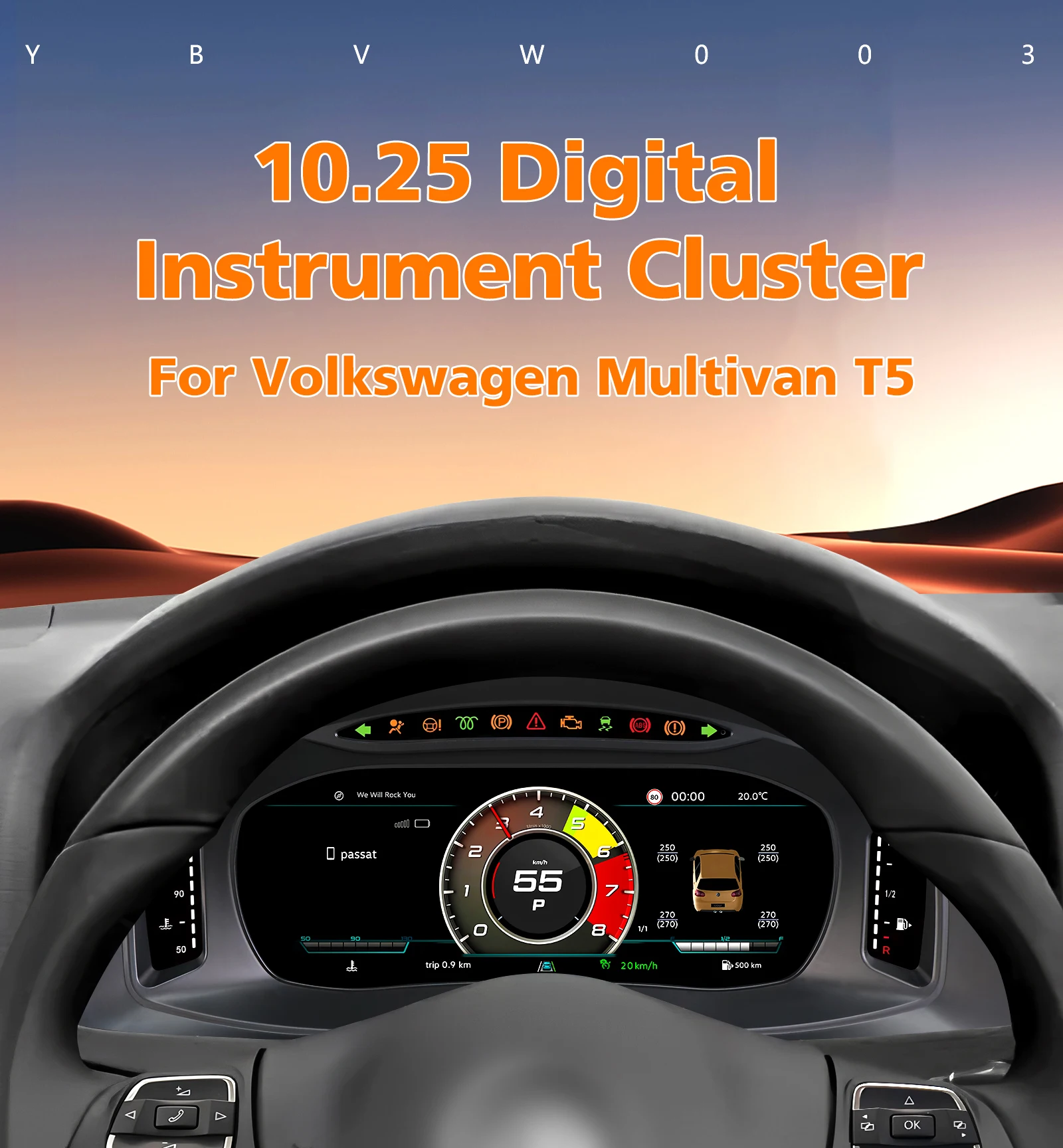 

1920*720 Car Dashboard panel for Volkswagen Vw Multivan T5 2008 - 2015 Digital Instrument Cluster Virtual Cockpit Screen Gauge