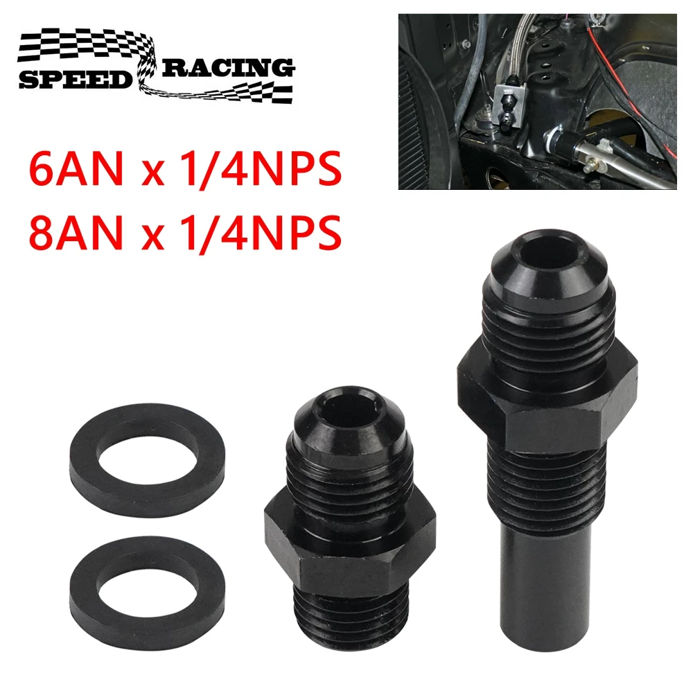 4L80E 6AN x 1/4NPS 8AN Male Flare to 1/4 NPS Transmission Cooler Adapter Fittings Front and Rear Port For GM 1997-2007