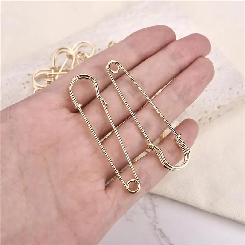 20pcs 45/50/60/75mm Metal Large Safety Pins Brooch Base Hook for For DIY Lock Jewelry Craft Making Accessories Supplies Material