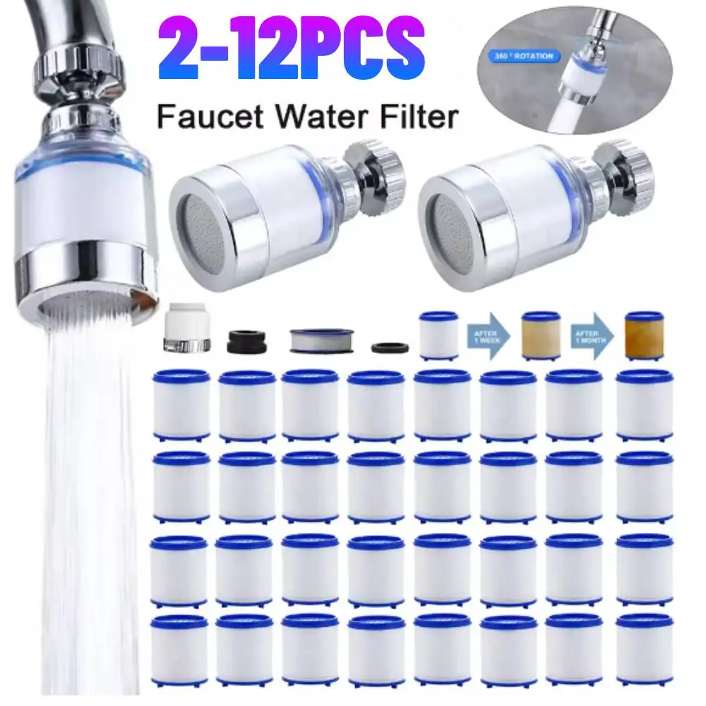 

2-12Pcs Faucet Water Filter Element Remove Chlorine Heavy Metals Filtered Shower Head Bath Filtration Purifier Soften Hard Water