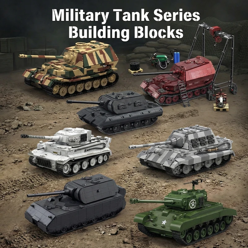 

Military Tank Series Building Blocks WW2 Battle Tanks Kits Model Assembly Educational Toys for Boys and Adults Collectible Gifts