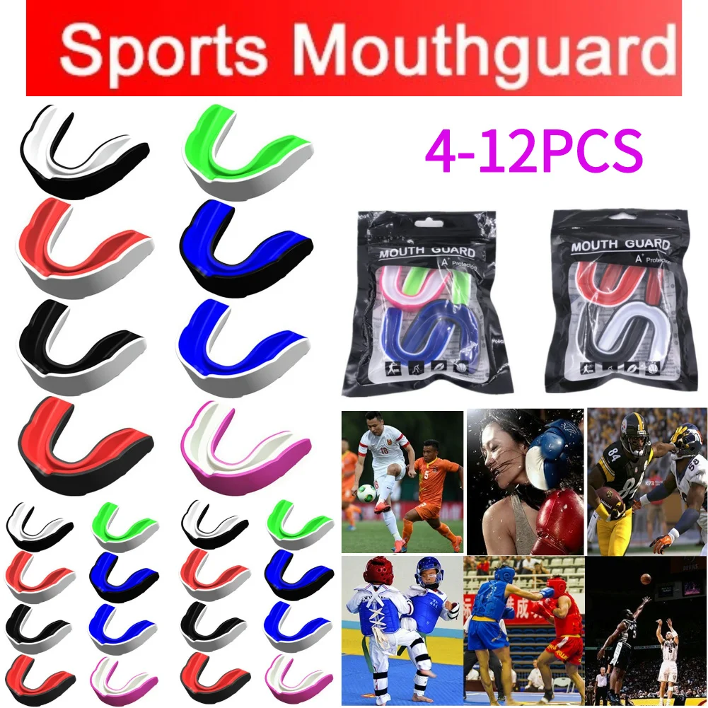 4-12Pcs Fighting Training Mouth Guard Boxing Gum Shield Adult Junior Mouthguard Football Wrestling Boxing Teeth Protection