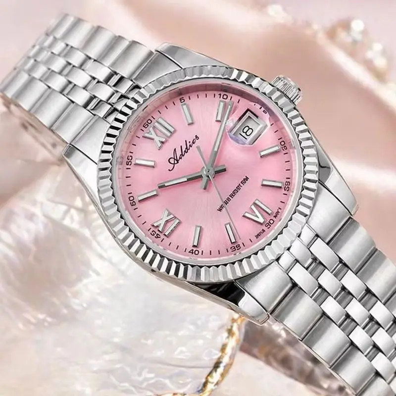 ADDIES 28MM Ladies Quartz Watch 5Bar Waterproof Super Luminous Wristwatch Sapphire Glass Swiss 585 Stainless Steel Wristwatches