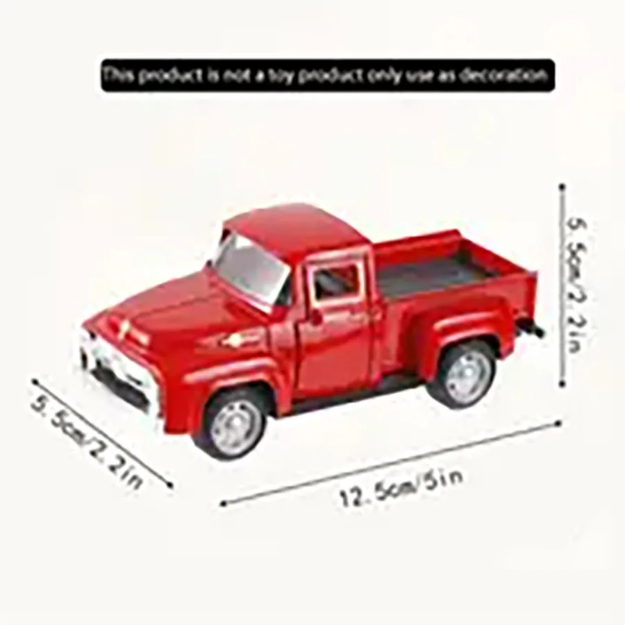 1pc Red Truck Christmas Decor, Vintage Christmas Truck With Mini Christmas Trees For Christmas, Red Metal Pickup Truck Car Model