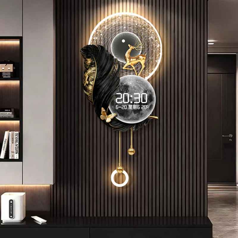 Luxury Digital Clock Wall Living Room Art Mural Vintage Interior Aesthetic Wall Clocks Creative Fashion Wanduhr Wall Decor