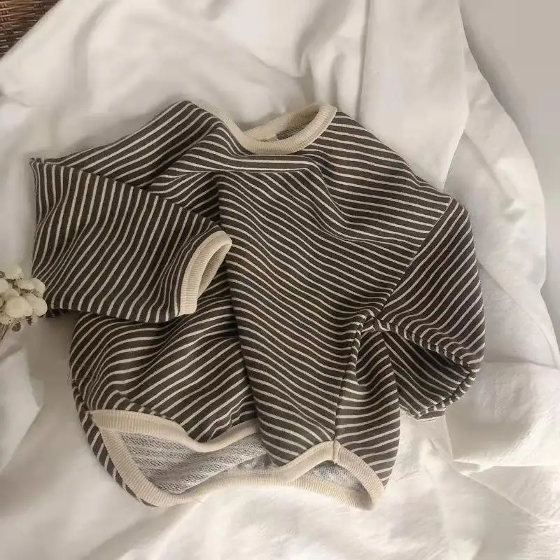 Spring Kids Striped Long Sleeves T-shirt Toddler Girl Loose Bottoming Shirt Boy Baby Casual Tops Fashion Children Cotton Tees