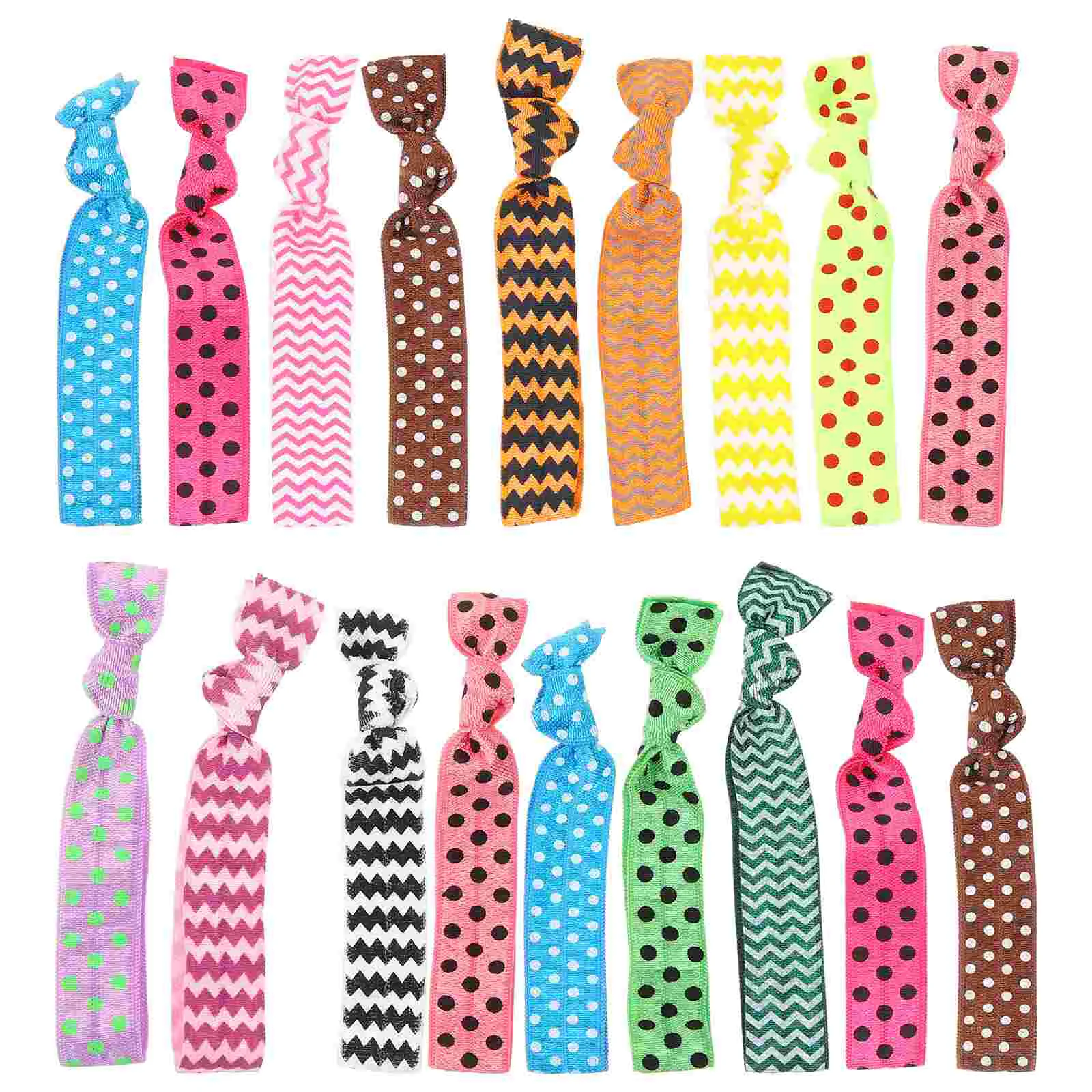 

20pcs High Elasticity Dot Wave Hair Ties for Women Girls Fabric Ribbon Ponytail Holders No Crease Hair Accessories