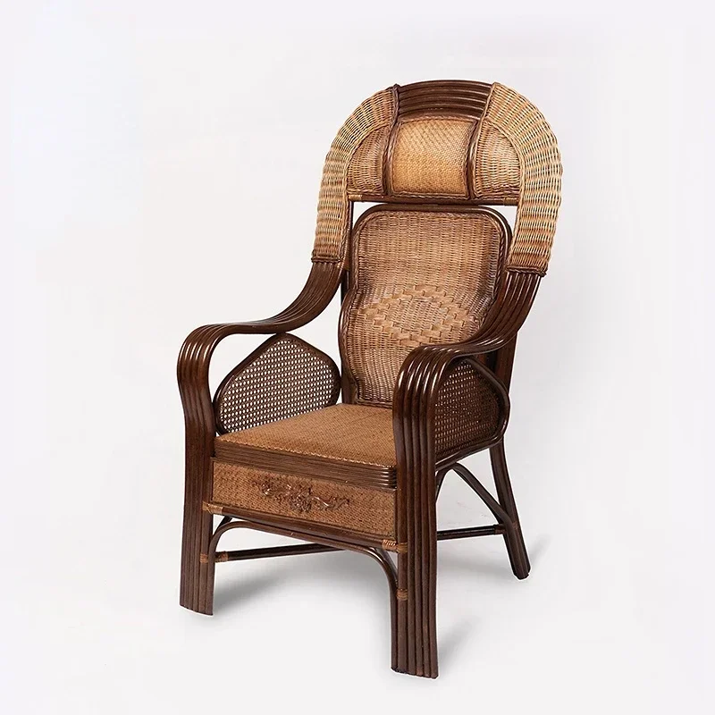 Rattan chair Natural real Home old Boss office Single person high back hand woven Taishi rattan