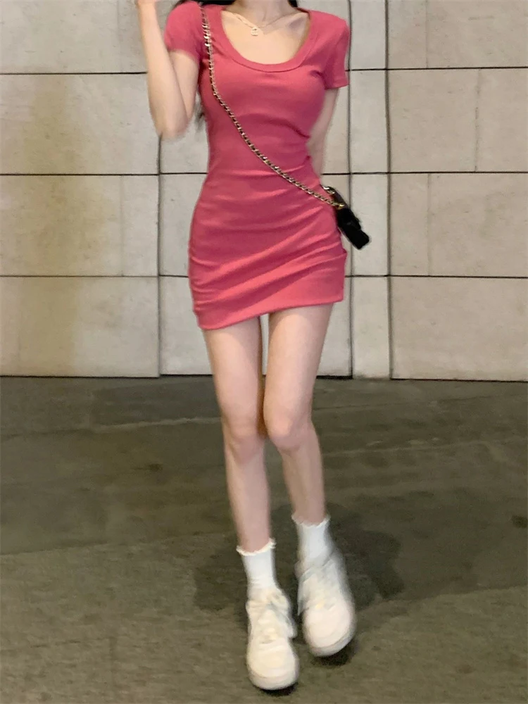 Slim Fit U-Ne ort Sve Feminino Dr Cotton Moisture ng Verão Sexy Saia Busto-In Line Bodycon Sle T-shirt...