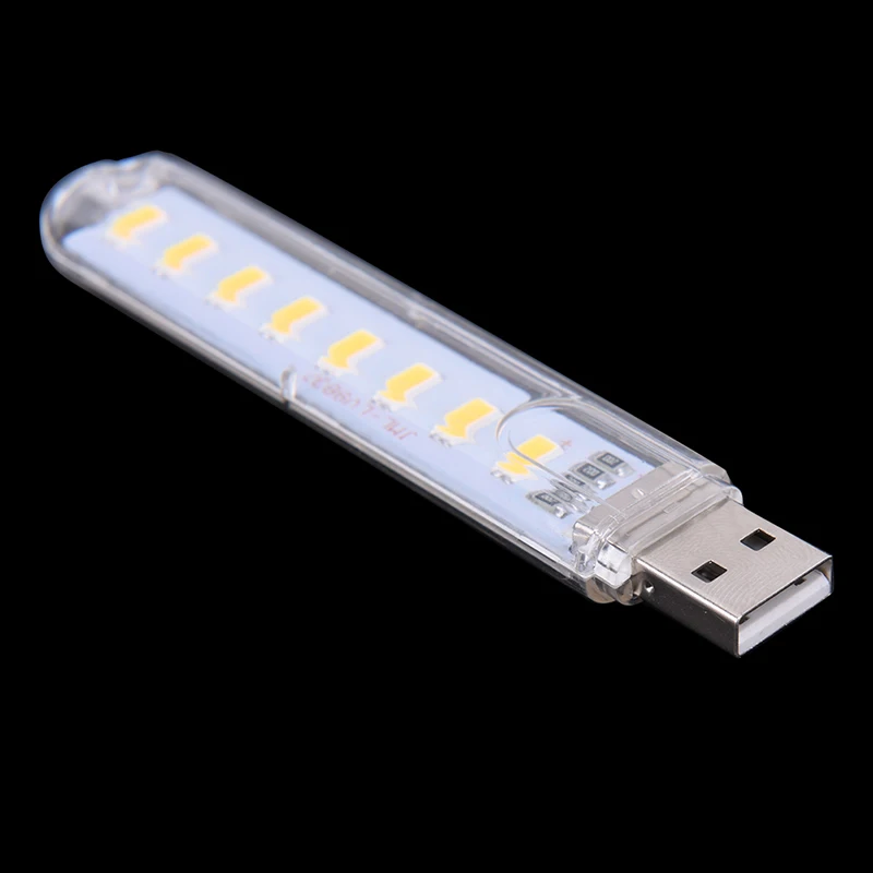 1 pz Mini LED portatile universale 5V alimentato tramite USB 8 LED illuminazione Computer Power Bank lampada luce notturna calda/bianca