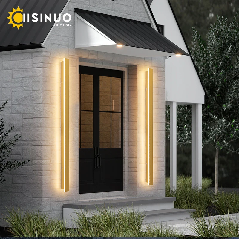 IP65 Waterproof Outdoor Wall Light Long Linear Garden Lamp Motion Sensor LED Porch Lighting Fixtures 110v 240v Sconces for Villa