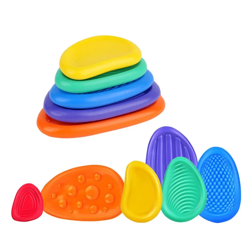 Soft Fidget Toys pietra sensoriale Silicone colore casuale confezione da 6 texture preoccupazione pietra sollievo dall'ansia giocattoli con sentimenti emozionali sociali