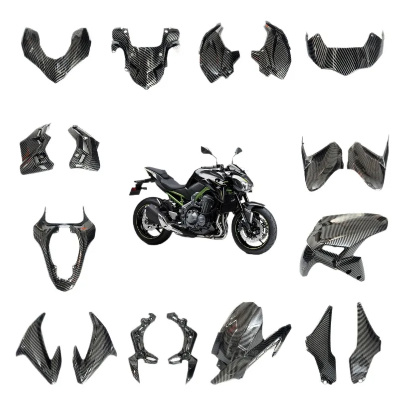 Full Fairing Body Kit Compatible with Kawasaki Z900 2017-2019 Carbon Fiber Pattern Motorcycle Outer Shell