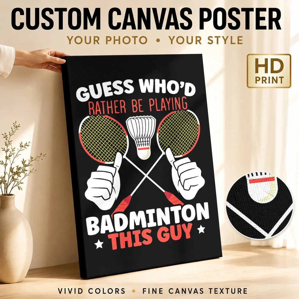 Badminton Player Canvas Poster Custom Sports Portrait Wall Paintings Decoration for Bedroom Gym Collectible Ready to Hang Gift