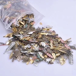 30/50/100Pcs Random Mix Antique Bronze Muiltstyle Leaf Alloy Pendant Charms For Jewelry Making Tibetan Silver DIY Materials