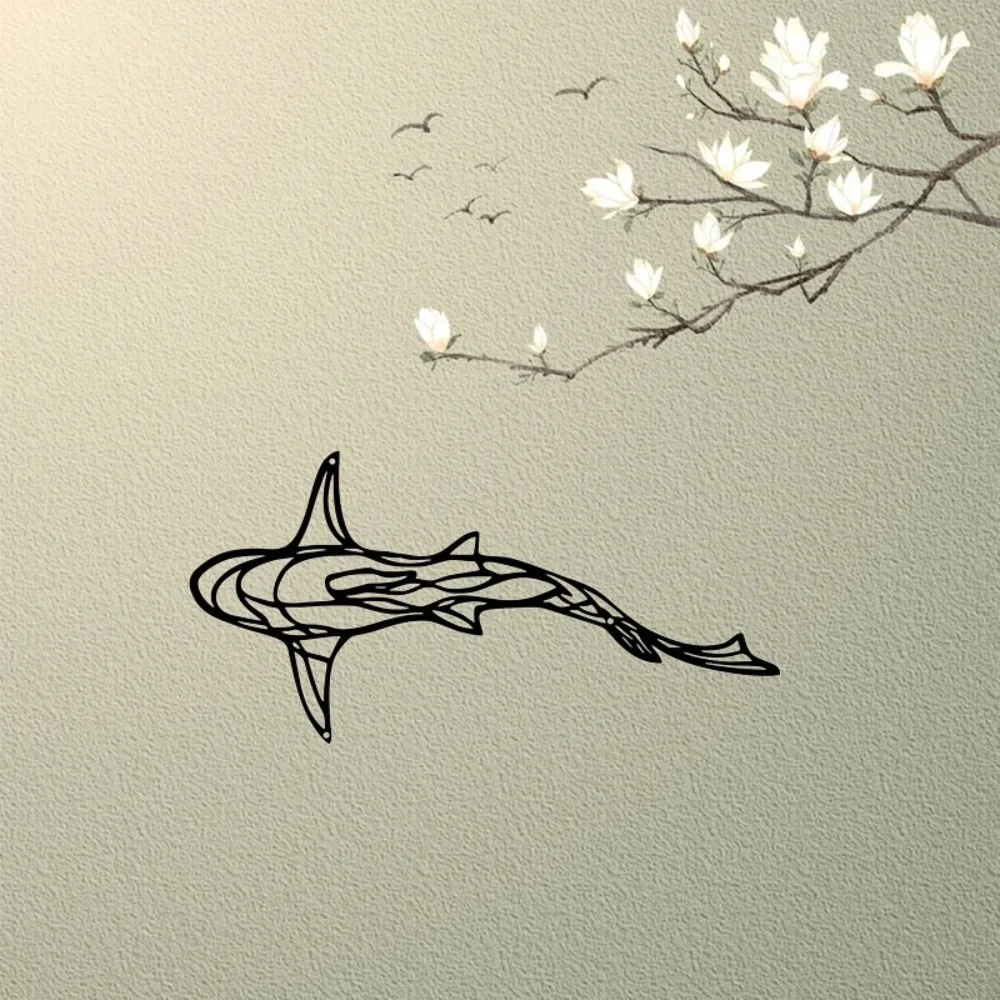 Iron Art Shark Silhouette - Minimalist Metal Wall Hanging for Chic Bedroom Decor