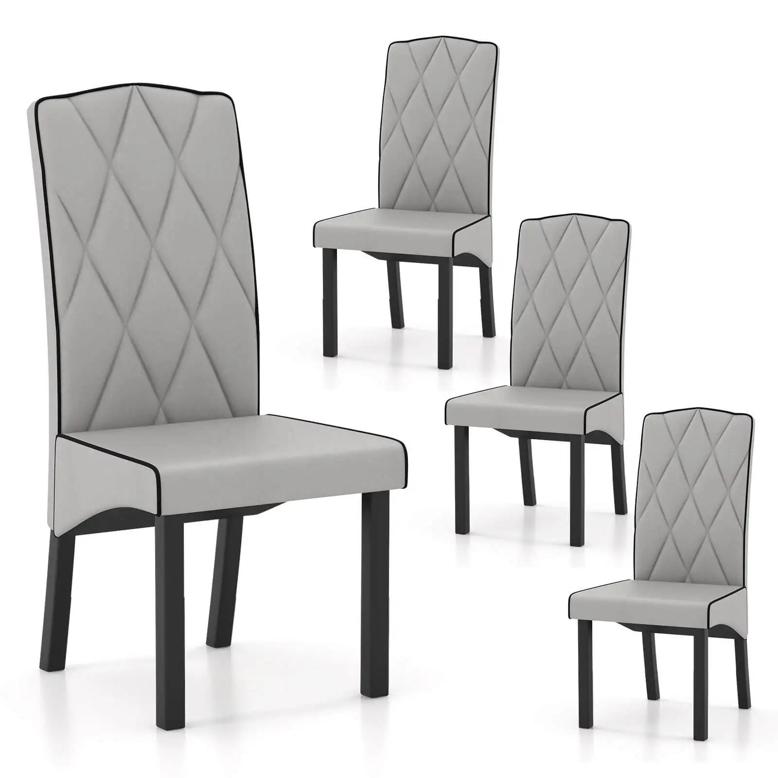 Modern Dining Chair Set of 4 w/High Backrest High-density Sponge Cushion