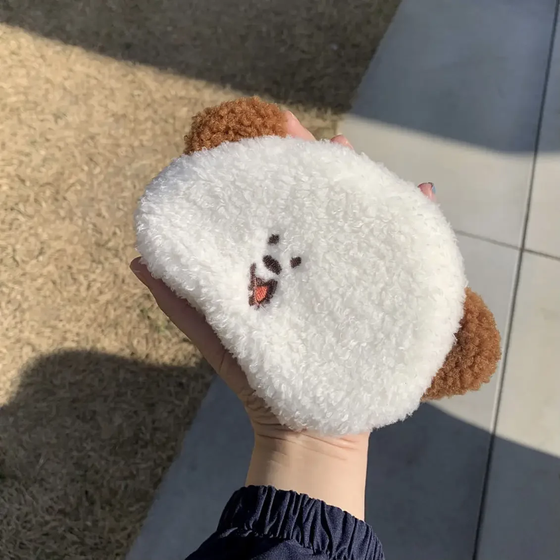 Portamonete Kawai portatile Ins Cute Little Face Puppy peluche portamonete ID Bus carte di credito documento chiavi Storage Money Wallet Case