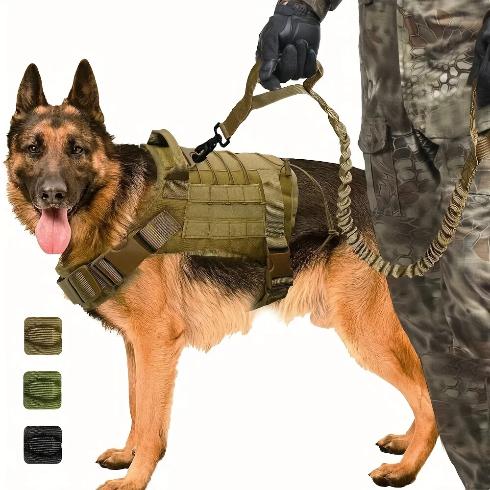 

Tactical Dog Harness And Leash Set For Medium Large Dogs, Adjustable Pet Dog Harness With Handle Personalised cat collar Dog toy