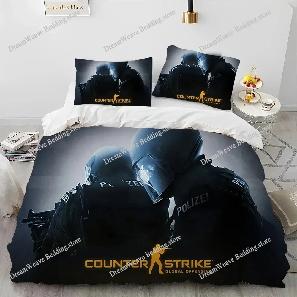 Bedding Decor CS GO Game Gamer Counter Strike Bedding Set Duvet Cover Bed Set Quilt Cover Pillowcase Comforter King Queen Size B