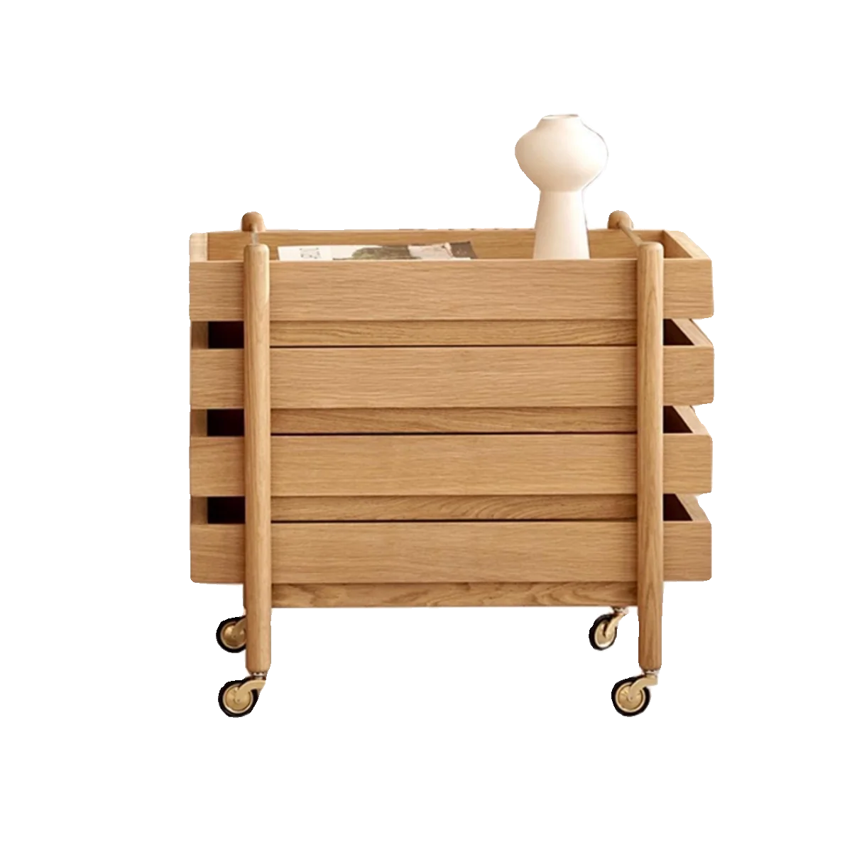 

Nordic style trolley Japanese-style solid wood edge few bedside sofa side cabinet living room simple movable coffee table