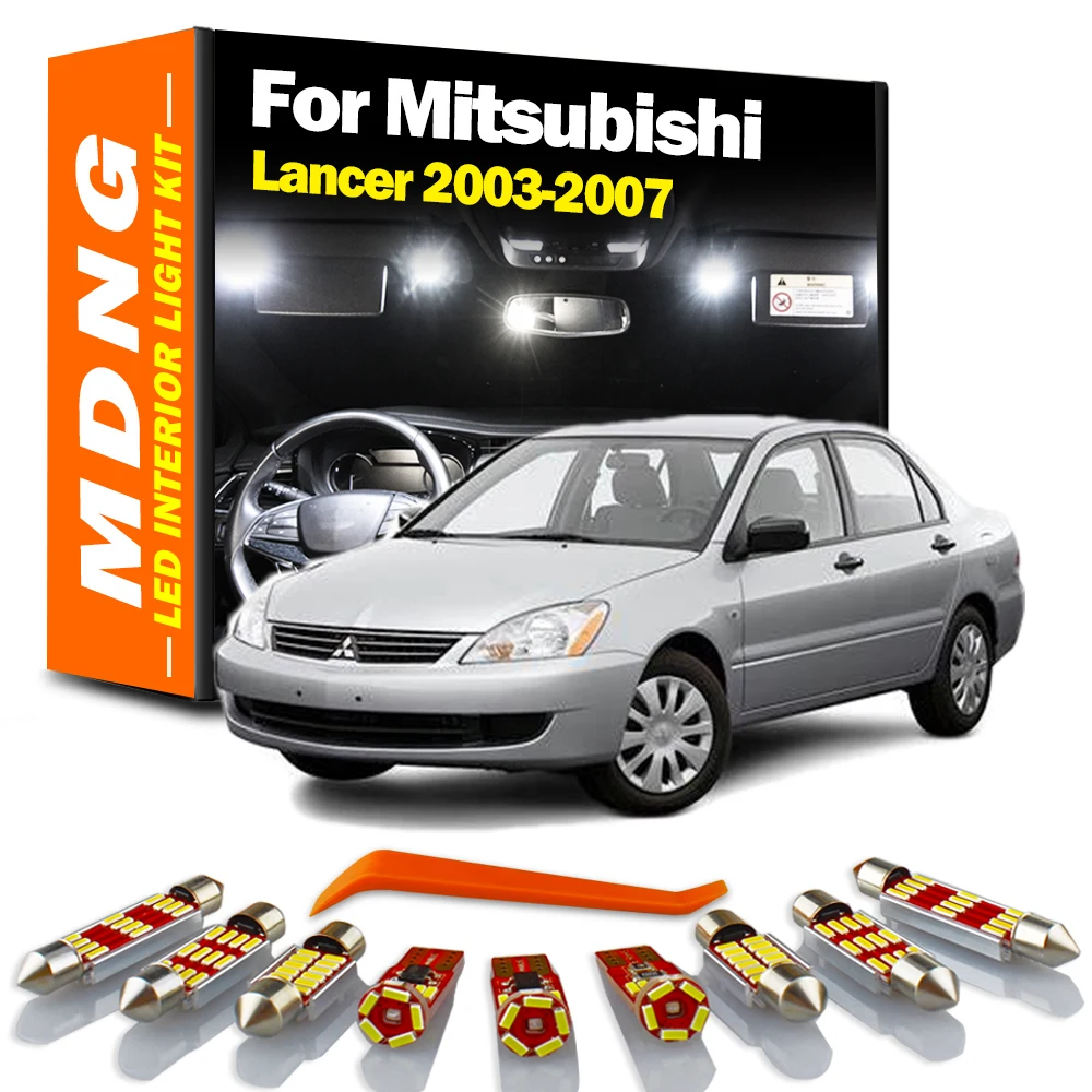 MDNG 9Pcs Canbus LED Interior Light Kit For Mitsubishi Lancer 2003 2004 2005 2006 2007 Reading Map Dome Trunk License Plate Lamp