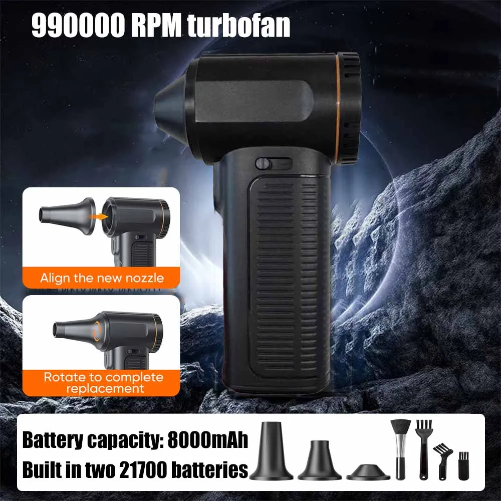

Turbo Jet Blower 990000RPM Powerful Air Blower Brushless Motor Turbo Fan Wind Speed 65m/s 8000mAh Souffleur Air Puissant Tool
