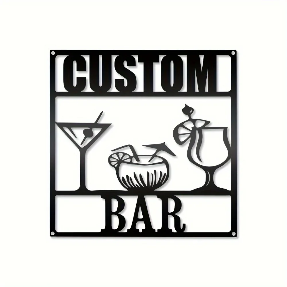 Iron Wall Hanging,Exclusive Tailor - Made Metal Bar Plaque Customized Name Sign for Home Cabin Man Cave High Quality Durable Dis