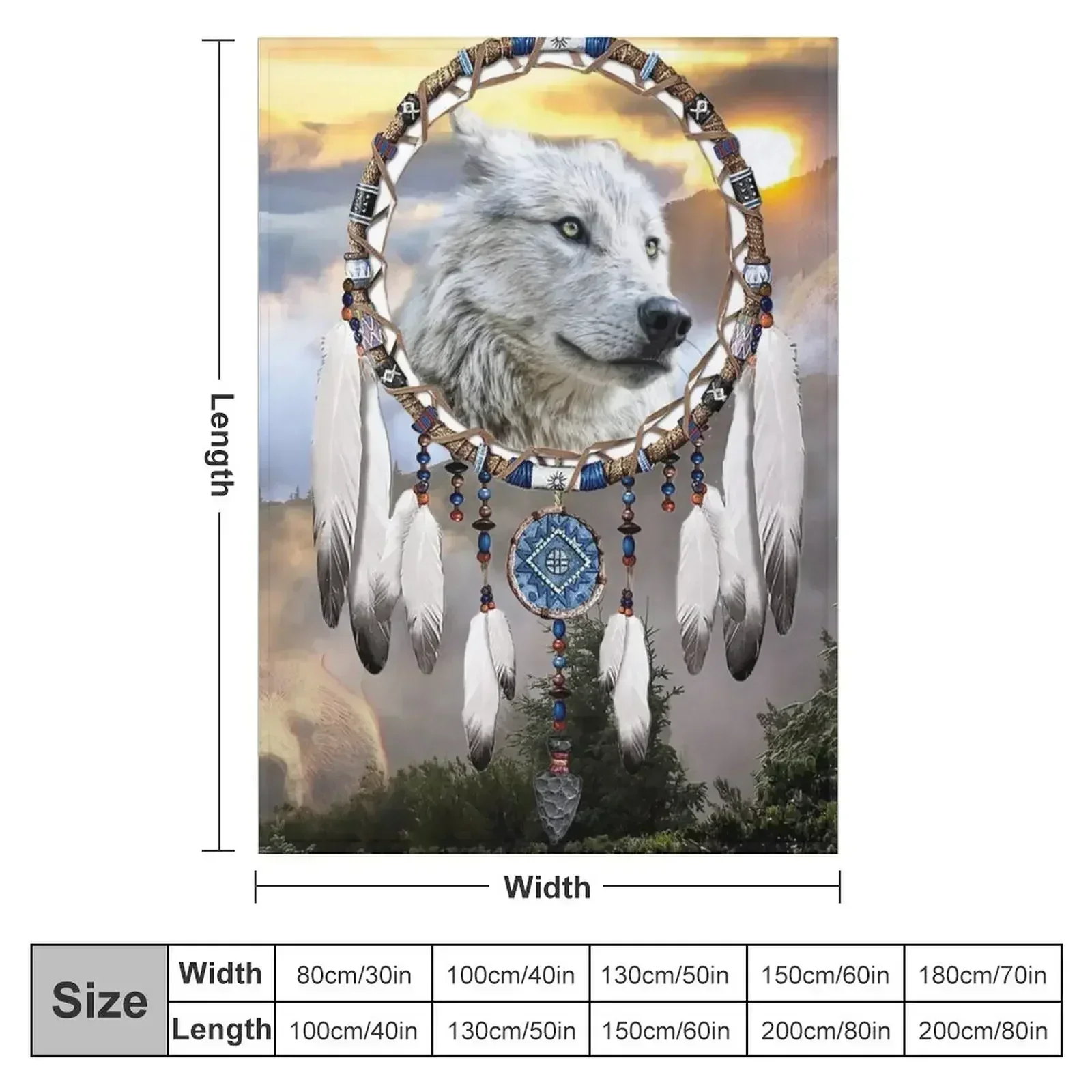 Wolf, Bear and Dream Catcher Throw Blanket couch cozy soft plush fuzzy picnic outdoor blanket