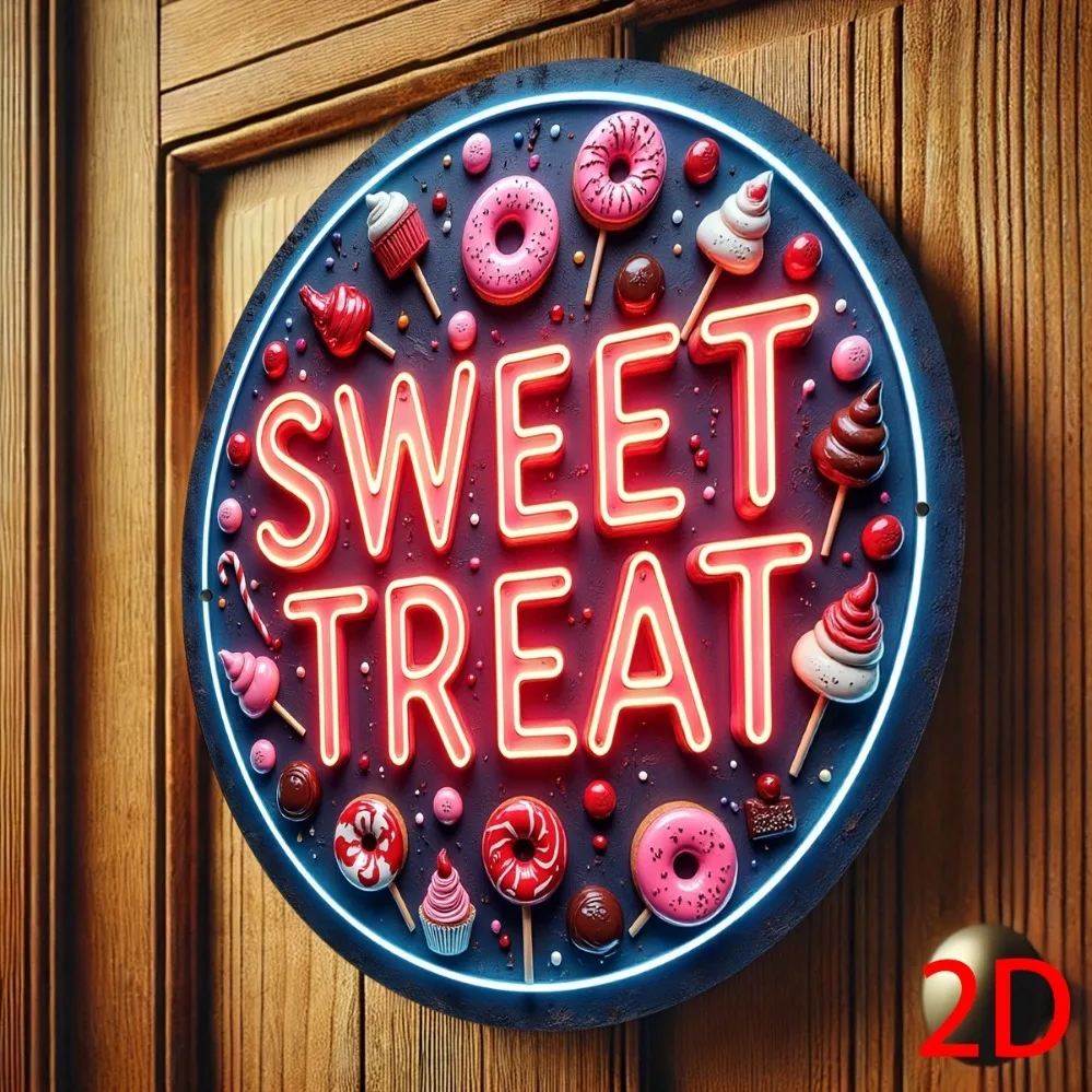 CIFBUY Retro Neon Dessert Sign Aluminum Wall Art Waterproof Fade Resistant Durable Metal Decor for Home Cafe Bakery Restaurant