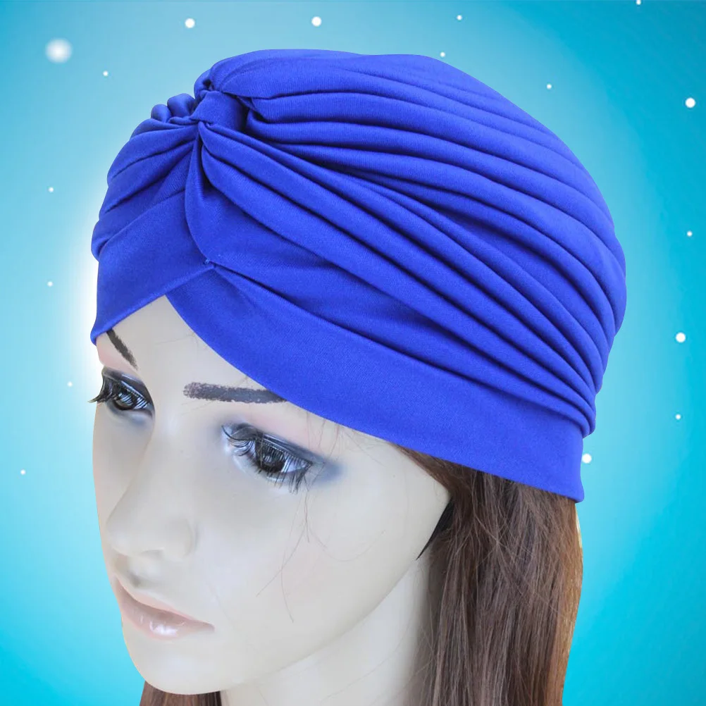 

Indian Turban Yoga Baotou Cap for Women Blue Comfortable Cotton Hair Loss Cancer Chemo Scarf Alternative All Season Hat Sports