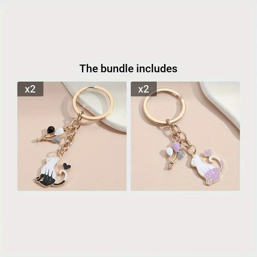 1/5/10/20/50/100pcs Cartoon Cat Balloon Animal Drip Keychain Funny Positive Mini Items Classroom Kindness Gift Cards For Father
