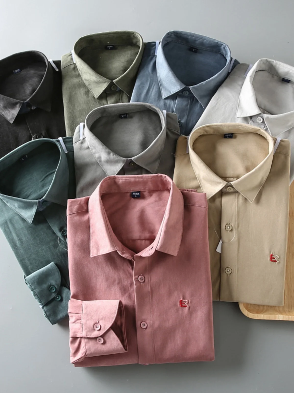 

Ele Long Sve Men's irt Pure Color Casual Commute Versatile Cotton Linen Fabric Embroidery Decoration Spring Autumn