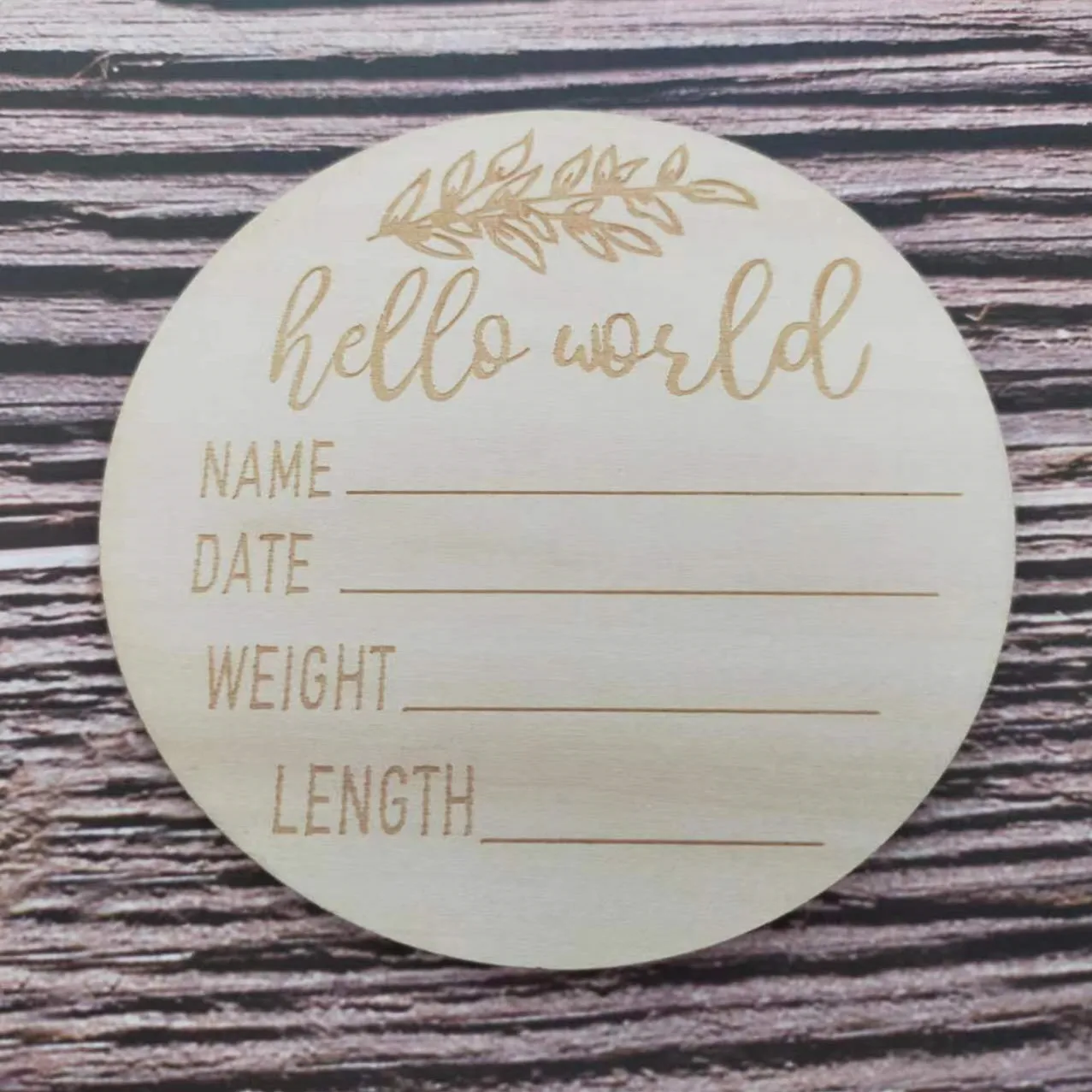 10pcs Wooden Round Newborn Monthly Milestone Cards and Hello World Birth Announcement Board