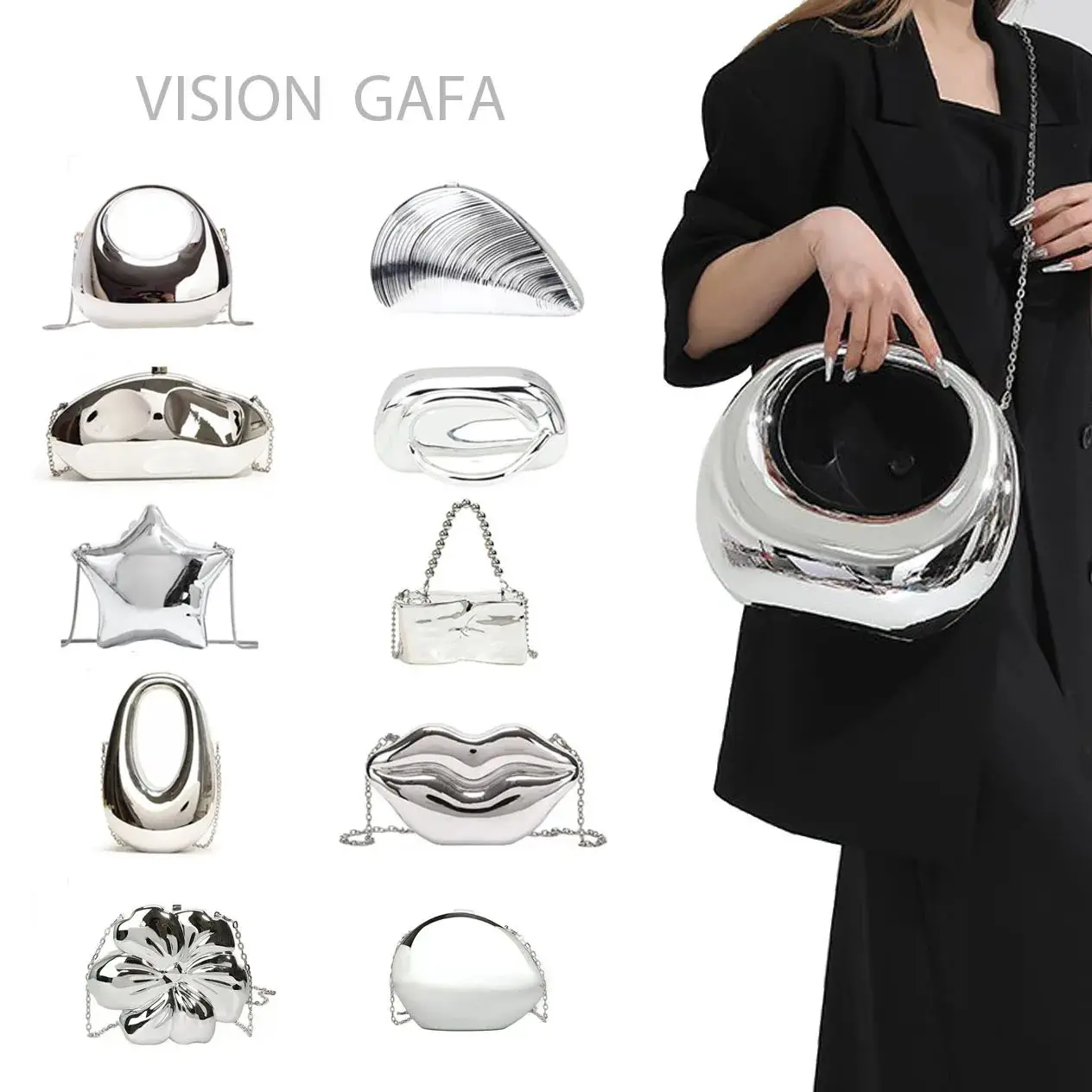 

Sparkling Silver Glitter Clutch Purse for Women, Elegant Transparent Evening Bag,Fashion Transparent Shiny Wedding Party Handbag