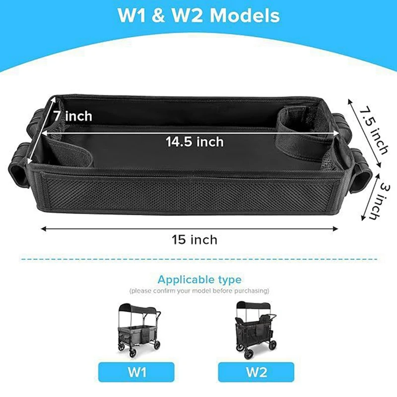 Bandeja para cochecito, portavasos, bandeja organizadora para aperitivos, portavasos laterales de piel sintética impermeables y malla
