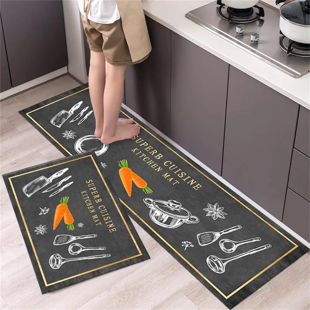 Tapis de cuisine pour sol, chambre à coucher, salon, longue zone de chevet, doux et lavable, antidérapant, paillasson d'entrée de salle de bain