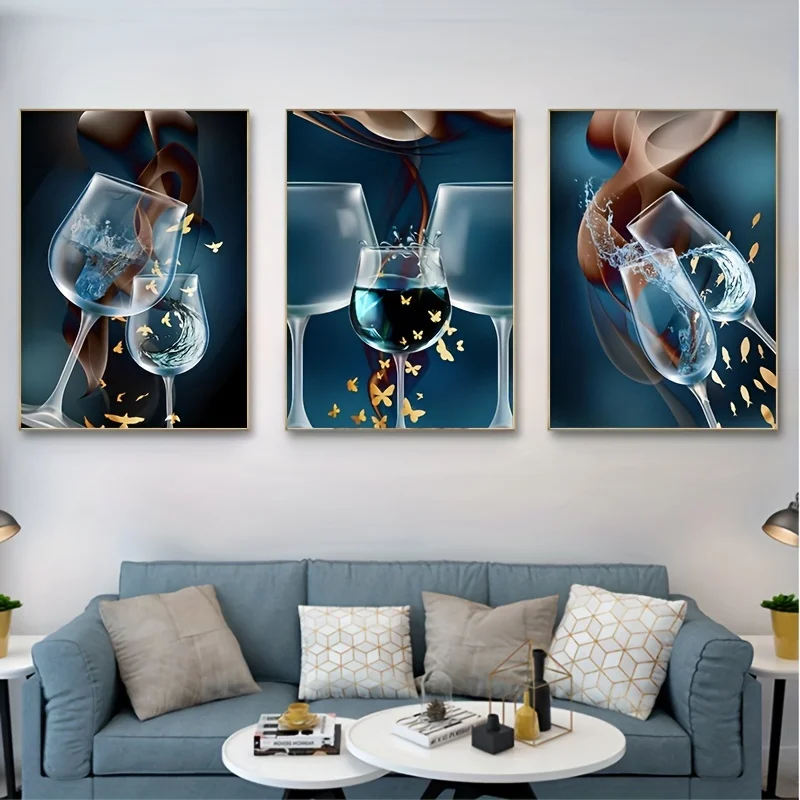 Abstract Wineglass Wine Wall Art Canvas Prints Luxury Design Dinning Room Posters Painting For Living Room Home Wall Art Decor