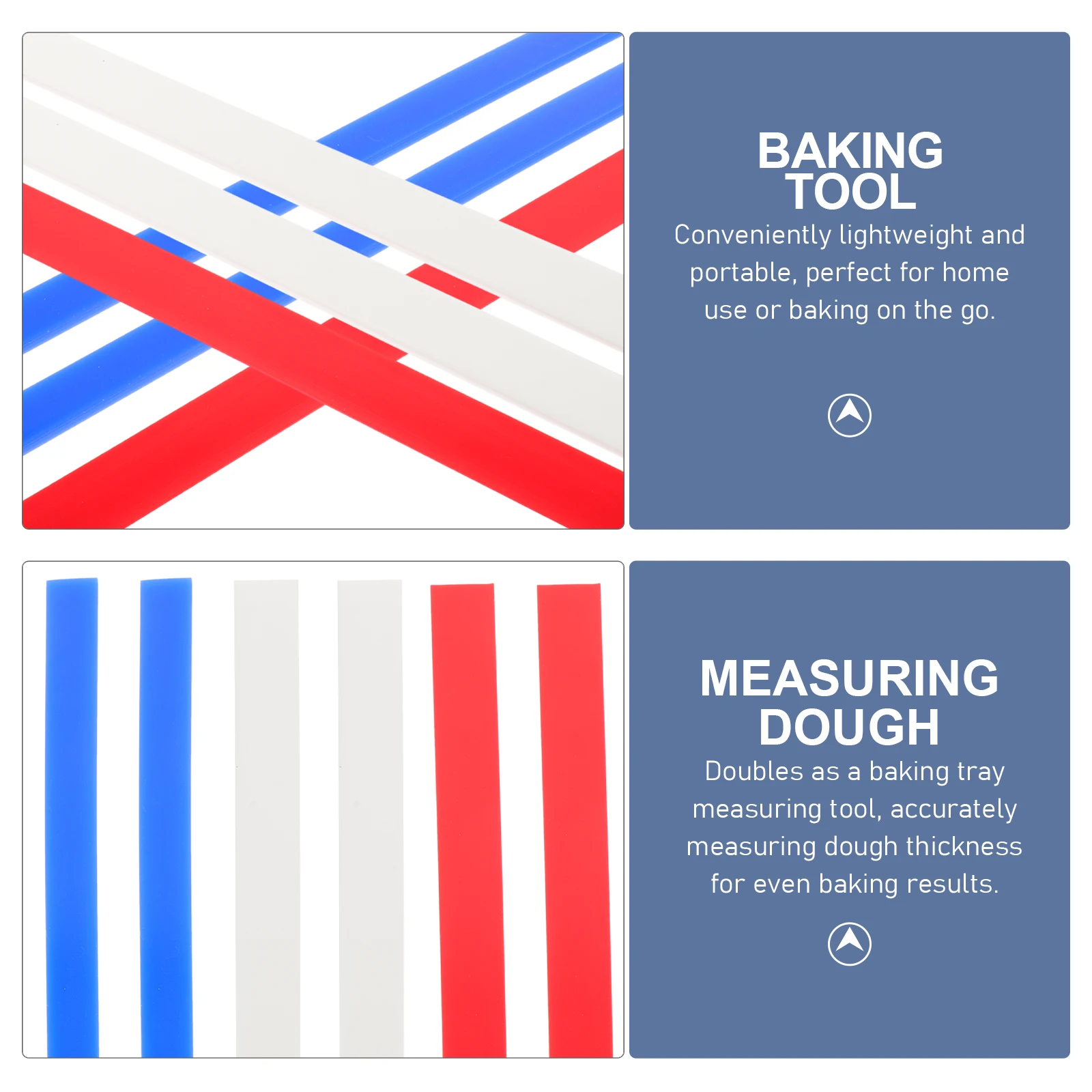 

6Pcs Silicone Dough Thickness Balance Ruler Rolling Pin Guide Stick for Measuring Baking Tools Non-Stick Reusable