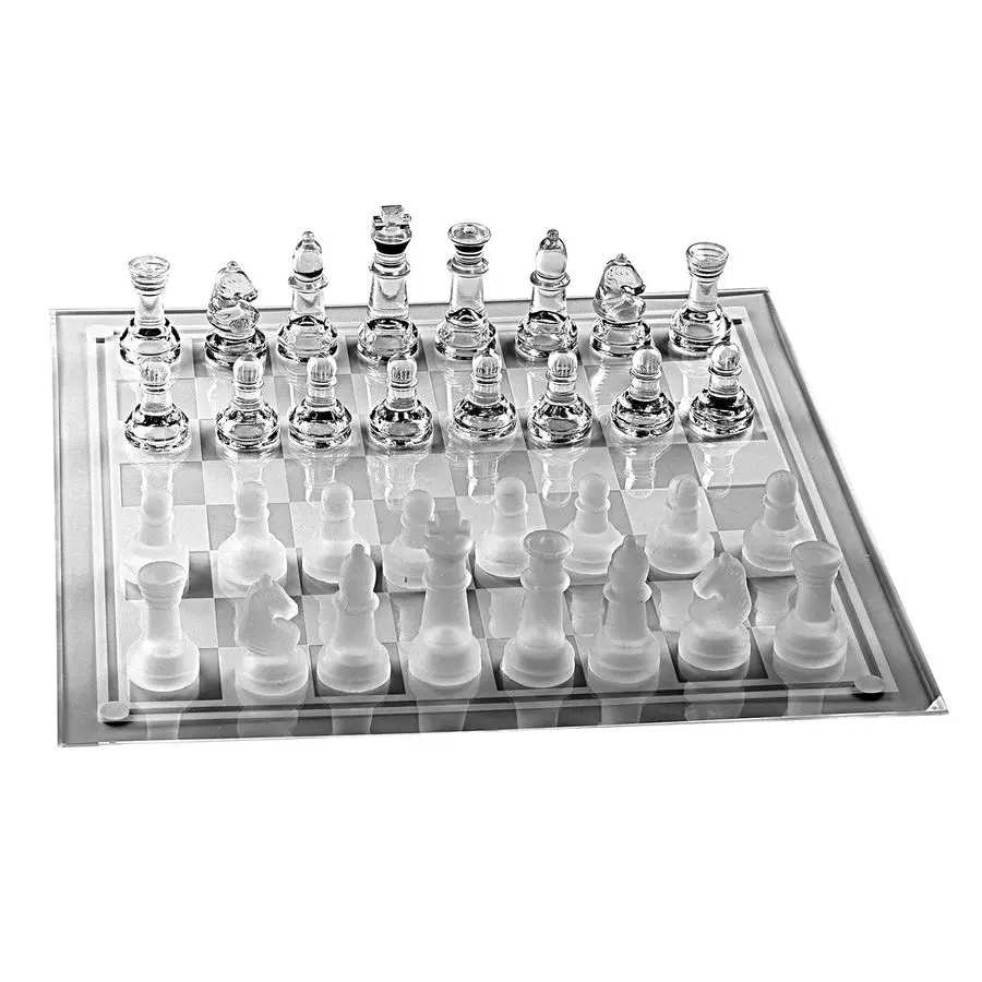 

Шахматная доска с защитой от повреждений, элегантные стеклянные шахматные фигуры, набор для игры в шахматы