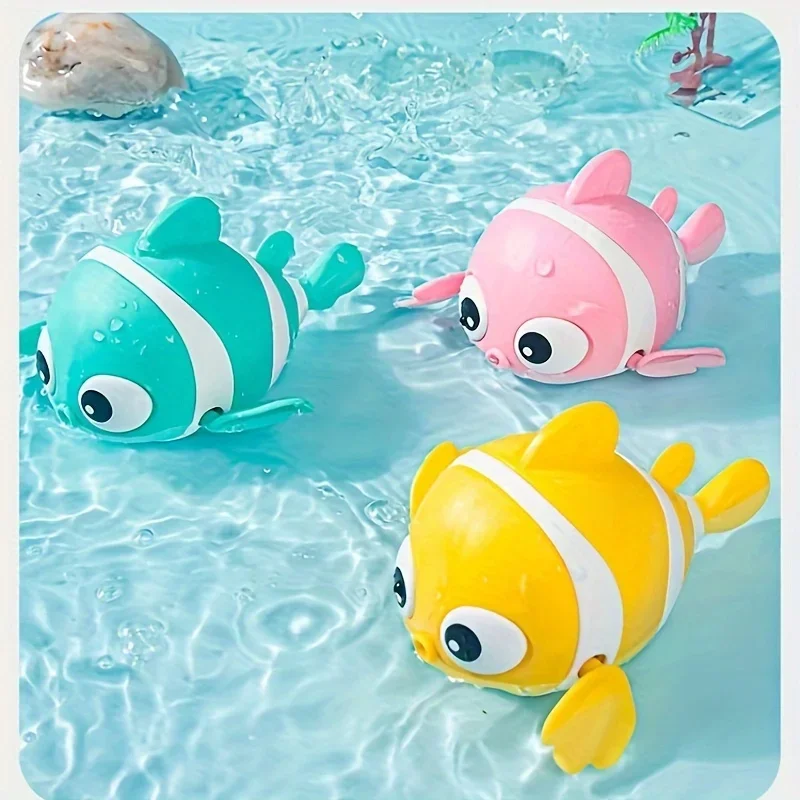 3 pçs wind-up natação palhaço peixe flutuante água diversão brinquedo, relógio banheira brinquedos para crianças meninos meninas, presentes de aniversário de natal