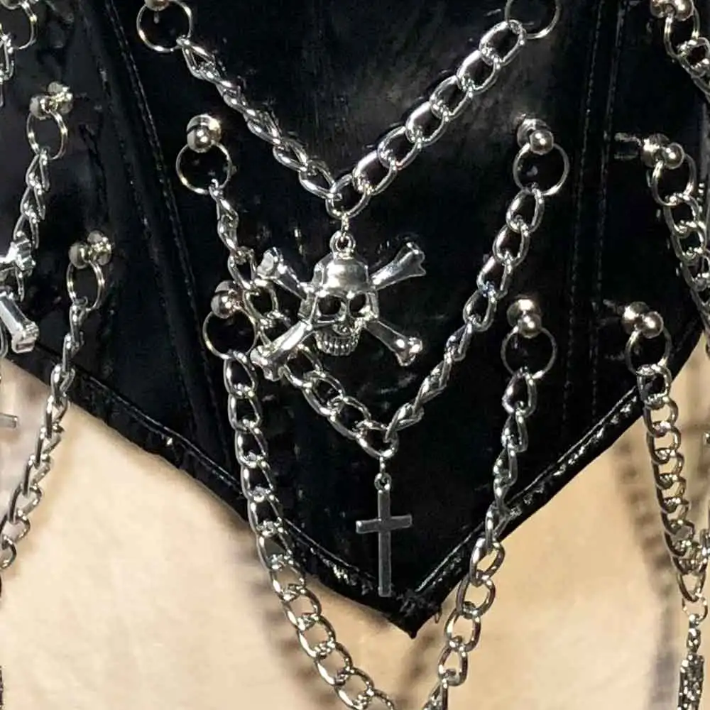 Goth Tops Punk Rock Clothes Gothic Tank ALT Festival Bra Spiked Grunge Emo Clothing with Spikes Y2K T-shirt Rave Outfits