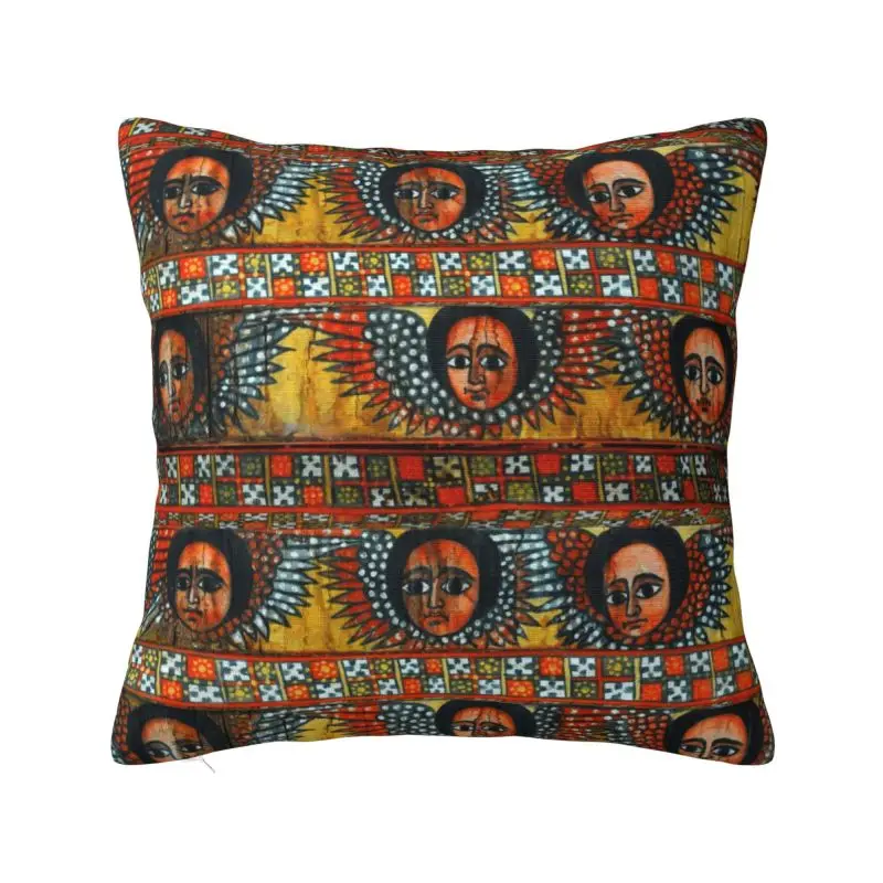 Ethiopian Habesha Art Cushion Cover 50x50 cm Polyester Velvet Throw Pillow Case For Sofa Car Seat Decoration Bedding Pillowcase