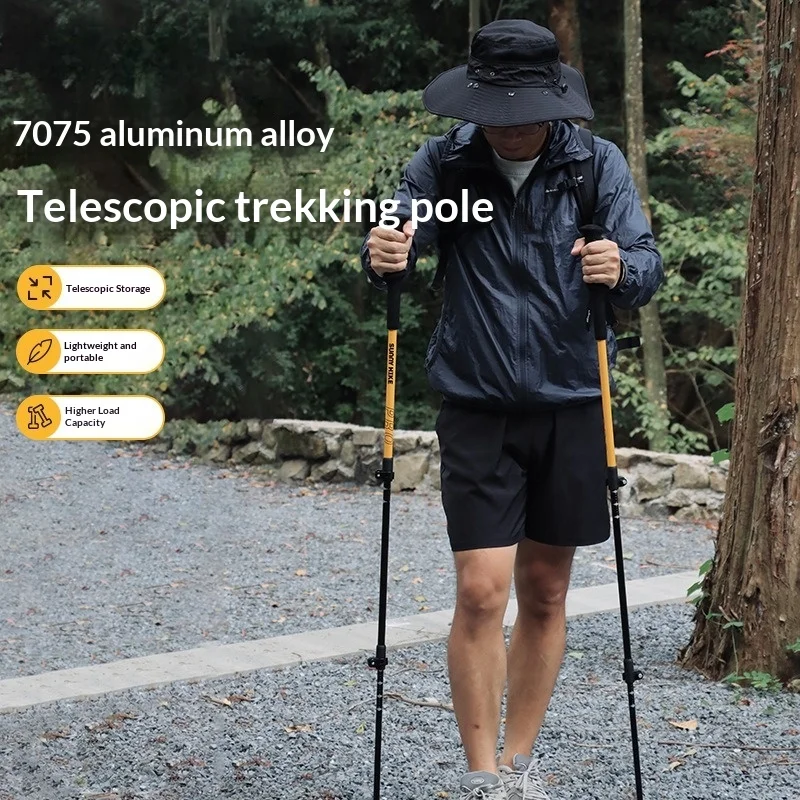 

Телескопические треккинговые палки из алюминиевого сплава с внешним замком, легкие походные палки из углеродного волокна и алюминия, противоскользящие.