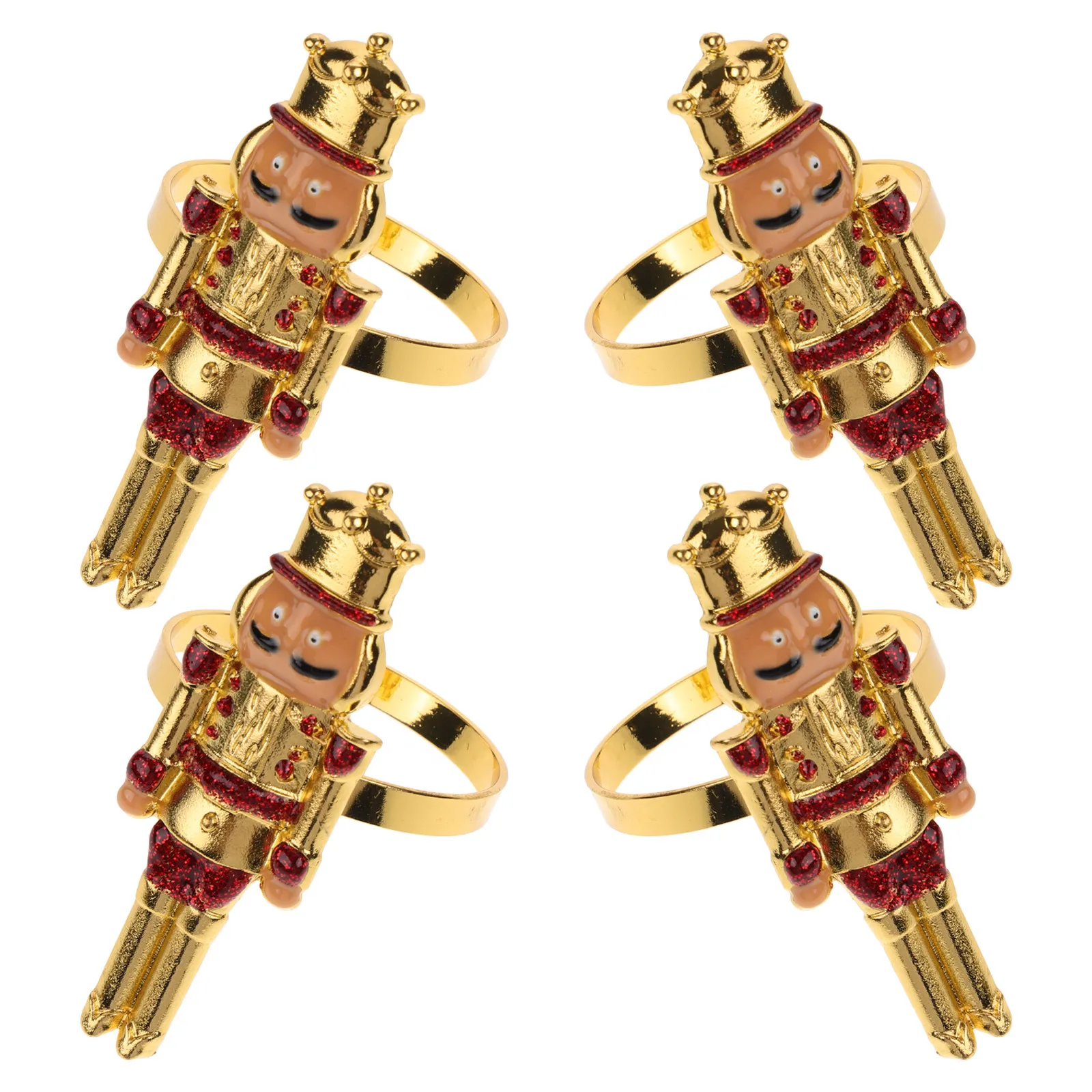 

4Pcs Christmas Nutcracker Napkin Rings Alloy Home Restaurant Decoration Cute and Adorable Table Accessory