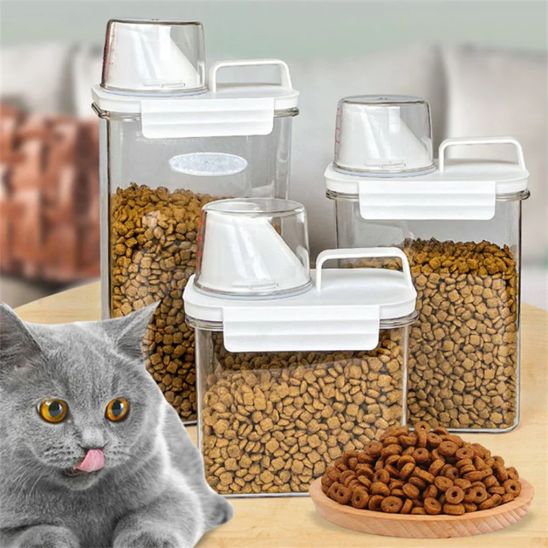 Pet food storage pail measuring cup Tipping scale line vacuum sealed box Cat dog food storage tank moisture proof large capacity