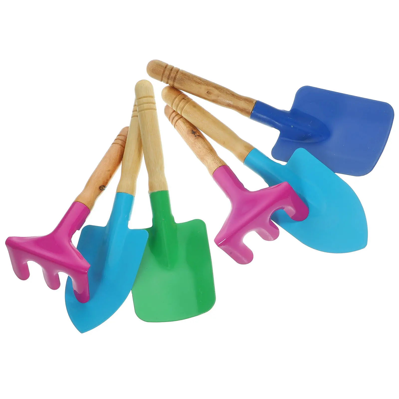 

6Pcs Children Garden Tool Set Mini Iron Shovel Trowel Rake Wooden Handle Kids Outdoor Beach Sand Play Gardening Gift