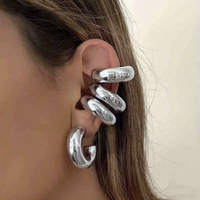 Fashion C Shaped Acrylic Ear Cuff for Women Simple Gold Silver Color No Pierced Round Clip Earrings Punk Female Jewelry Gift