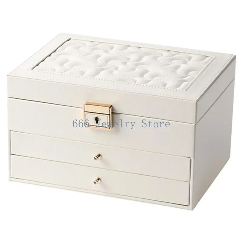 

F2TD Multifunctional Jewelry Storage Container Elegant Jewelry Holder with Multiple Layers Sturdy PU Leather Jewelry Case